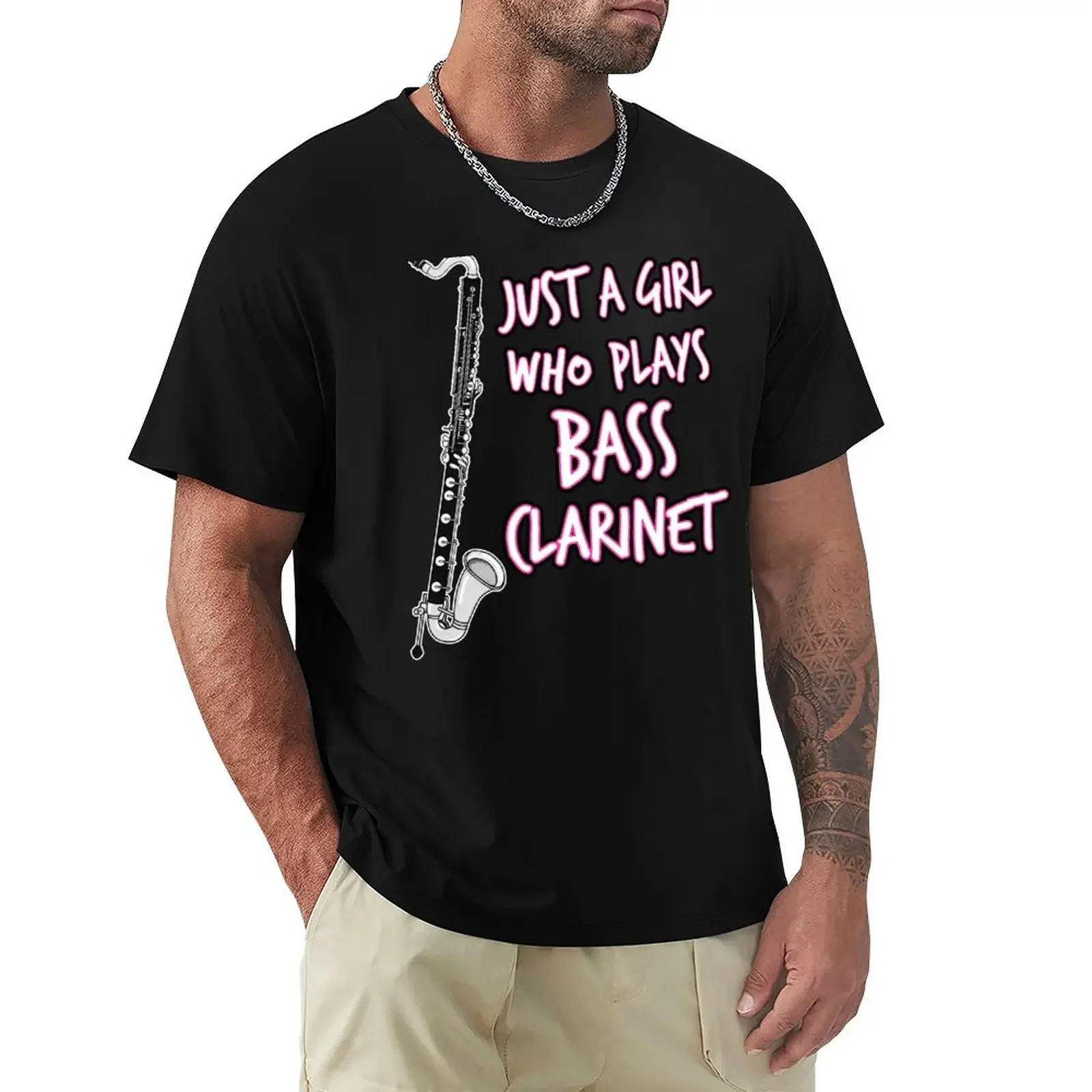 Just A Girl Who Plays Bass Clarinet Female Clarinetist T-Shirt Short sleeve tee anime clothes Men's t shirts