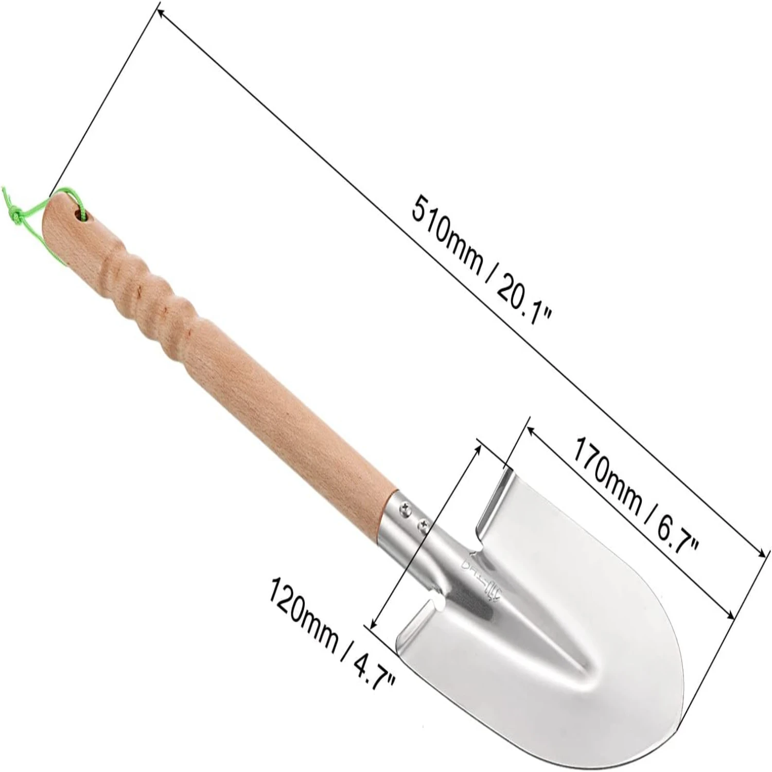 Pelle à vecà pointe ronde en acier inoxydable, efficace, robuste et confortable, manche en bois, un outil de jardin essentiel pour