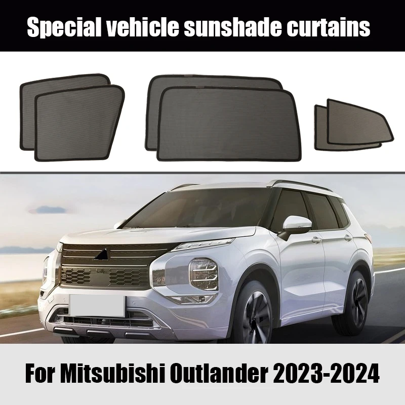 

For Mitsubishi Outlander 2023 2024 Sunscreen light proof heat insulation mosquito proof mesh magnetic suction car curtains