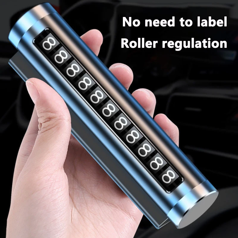 Metal Car Temporary Parking Card Rotate Phone Number Plate Aluminum Stickers Park Stop In Car-styling Auto Accessories