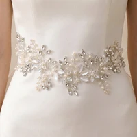 Cinturón de Boda de Cristal Lujoso, Cadena de Perlas para Novia, Faja Floral Hecha a Mano para Vestido de Noche, Fiesta de Graduación, Accesorios
