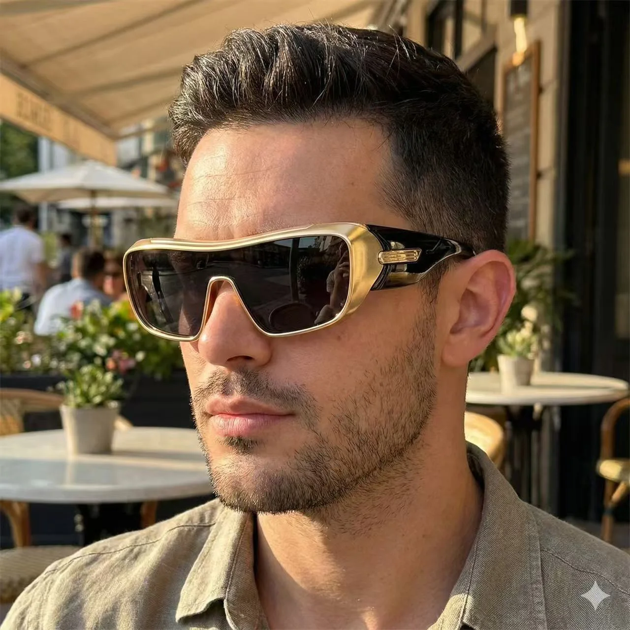 Óculos de sol de grandes dimensões com design de marca de luxo vintage para homens e mulheres 2026 fotografia de rua gradiente óculos de sol ao ar livre uv400