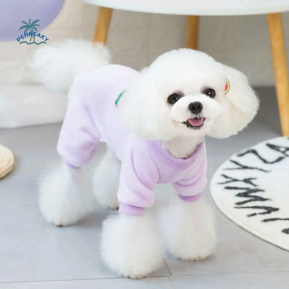 

Fruit Printed Dogs Pajamas Warm Soft Dog Four-leg Jumpsuit Dog Bodysuit Clothing Comfortable Winter Dog Clothes