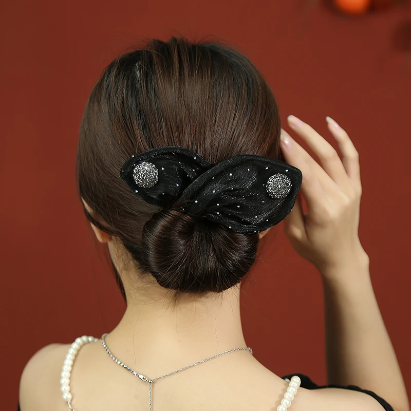 Women\'s Net Yarn Bow Rabbit Ear Headband Roller Magic Twisted Hairstyle Band 2023 New Fashion Hair Accessories