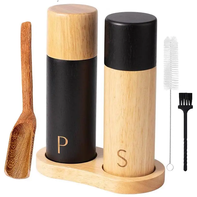 

Наборы ручных мясорубок для дуба и перца, кухонная домашняя бутылка для приправ, винтажная деревянная креативная мельница для черной соли и перца, мельница для специй
