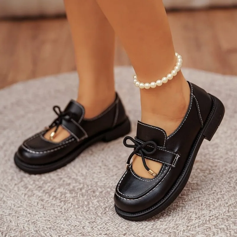 

New Thick Bottom Black Outdoor Shoes Outsole genuine Leather Work Shoes Women Casual Oxford Shoes Lace Up Plus Size 41 42