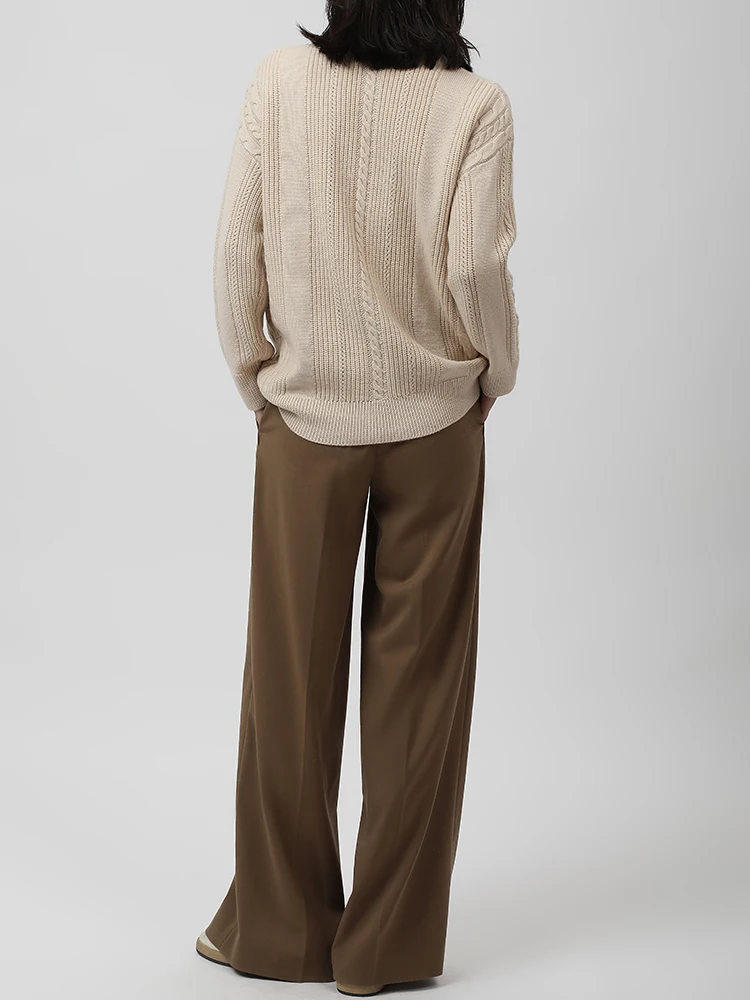 Mas&Jm-suéter de punto con cuello en V para mujer, cárdigan abierto de longitud media, estilo universitario, Color lana austr...