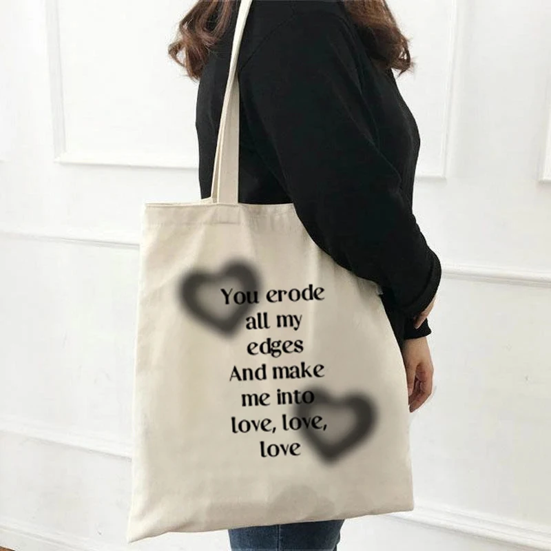 2022 Harajuku All-match Kawaii Cartoon Alphabet Shopping Bag Tote Bag Canvas Shoulder Bag Ladies Shopping Bag Large Capacity Tot