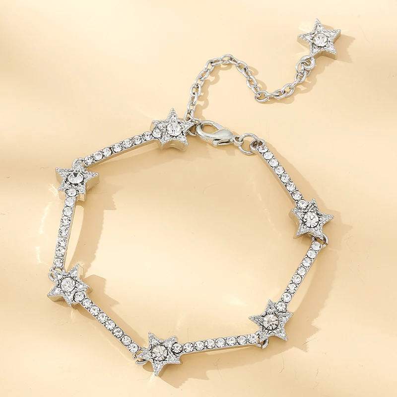 Shinning Star Charm Bracelets Adjustable Cubic Zirconia Chain Bracelets Bangles For Women Men Couple Jewelry Gift Dropshipping