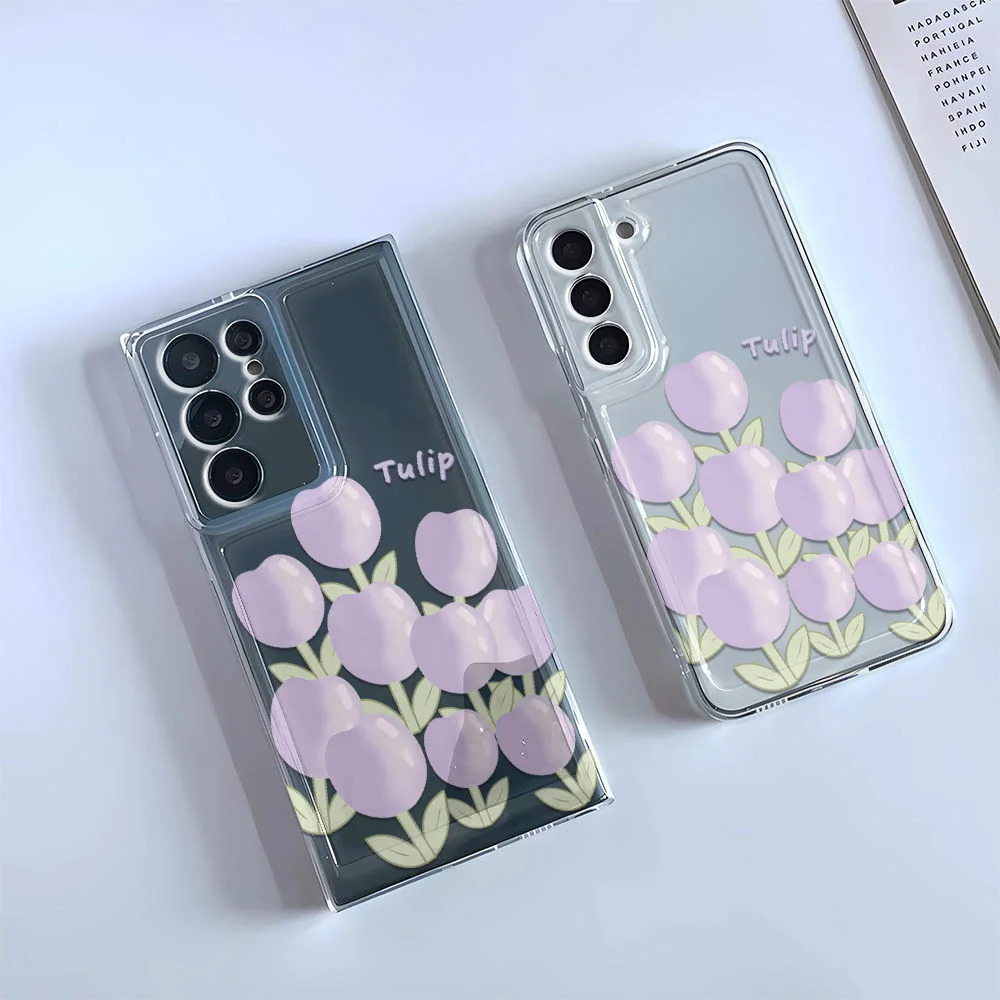 A02 A02S A20 A30 M10S A14 Purple Tulips Phone Case For Samsung A13 A04S A23 A33 A53 A22 On Samsung A72 A73 A03 CORE Case Funda  