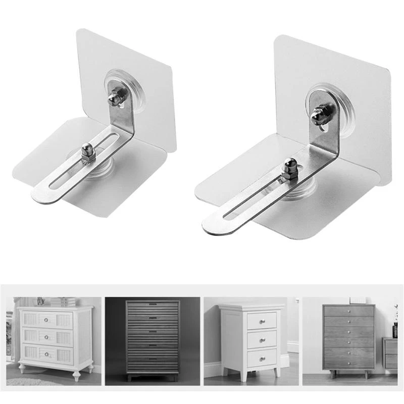 

J15U 4 Pcs Furniture Anchors Anti-tip Furniture Straps Adjustable Anti-Fall Buckle