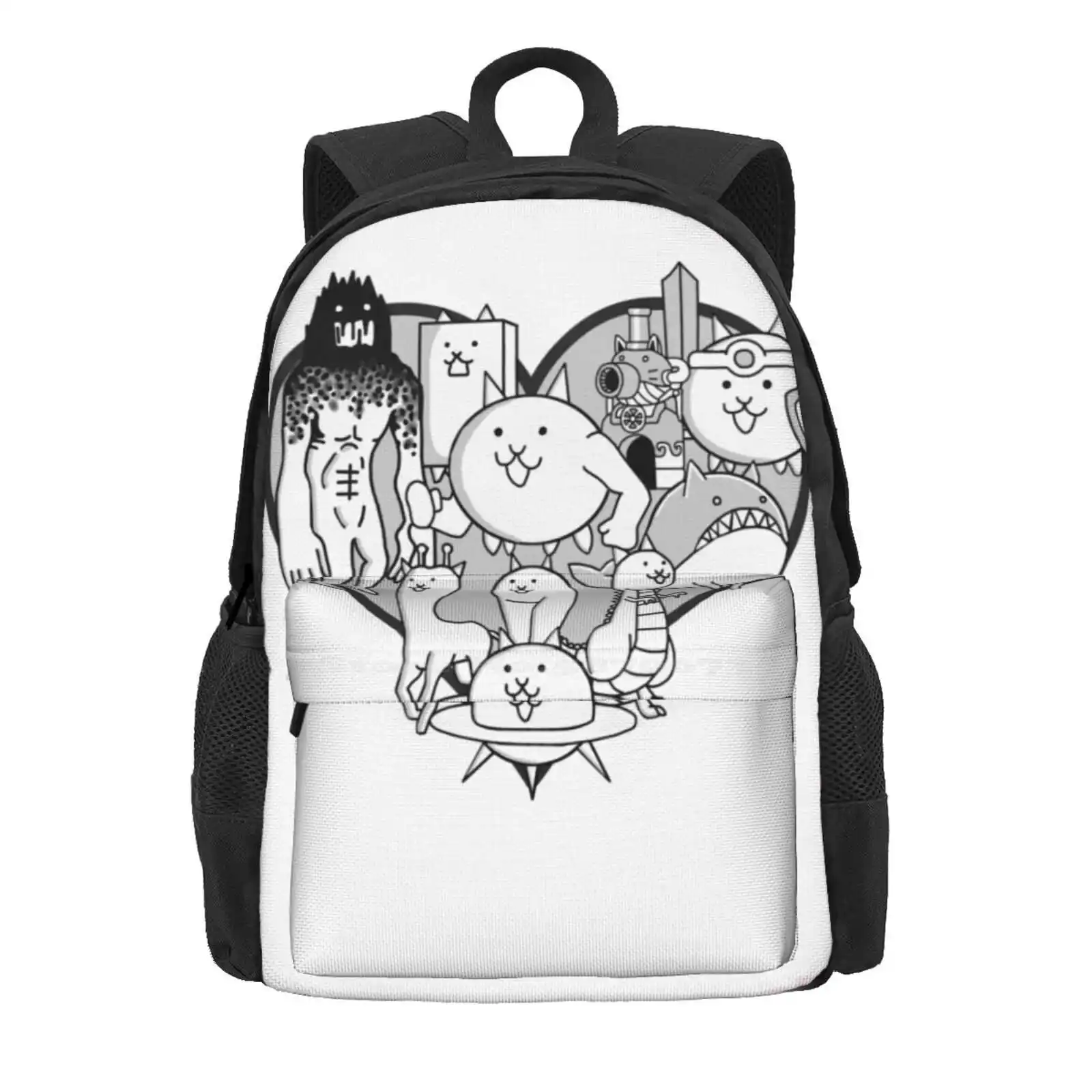 Battle Cats Evolved Cats Mural Hot Sale Schoolbag Backpack Fashion Bags Battle Cats Mural Heart Fan Art