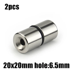 2pcs 20x20mm Hole: 6.5mm super Strong Round Neodymium Countersunk Ring Magnets Rare Earth N35