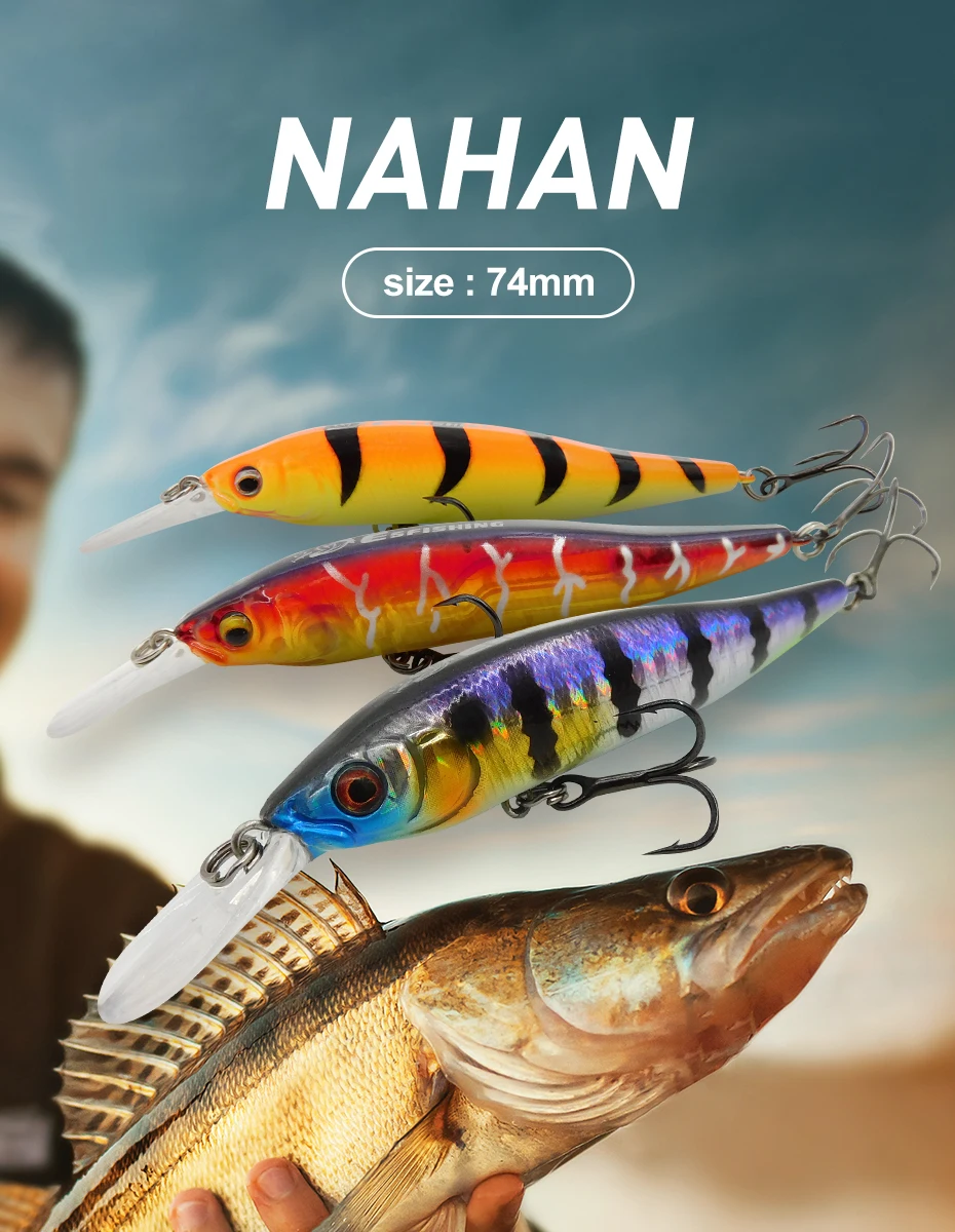 ESFISHING Wobble Hard Lure NAHAN 75mm 7,1g 0-2,4m Tauch-Angelköder Schwimmender Minnow Isca Artificial – Detail 1