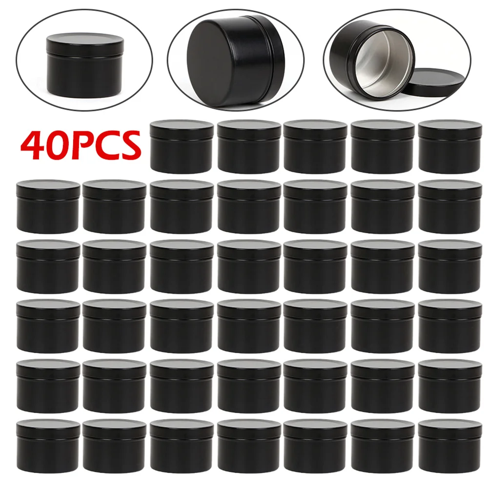 Empty Aluminum Round Tin Cans Box,White Black Gold Cosmetic Cream Jar,Pot with Screw Thread Lid,50ml Cream Case Container,40Pcs