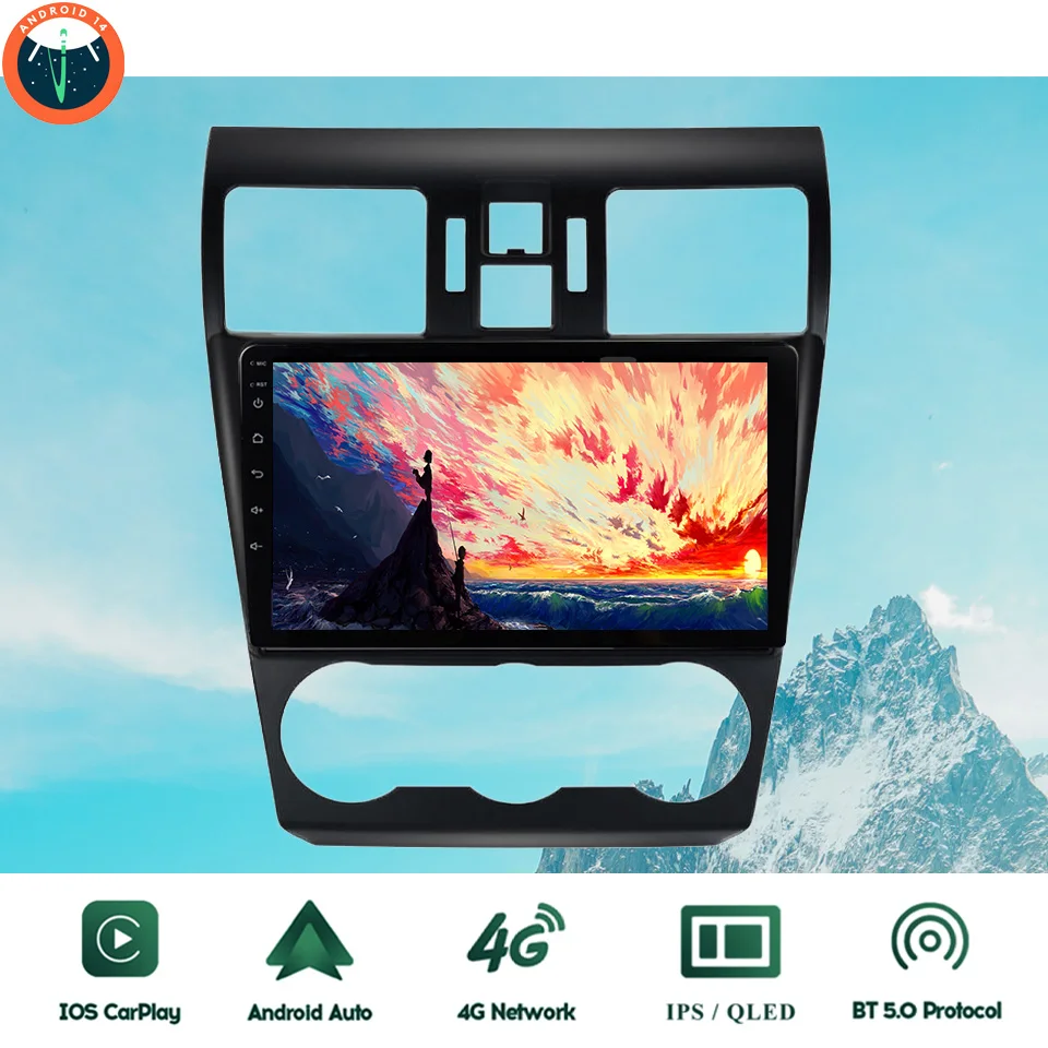 

9'' QLED Android 14.0 8G Ram Car Radio Stereo Multimedia GPS Navigation For Subaru Forester WRX 2013 - 2018 4G Lte WIFI Carplay