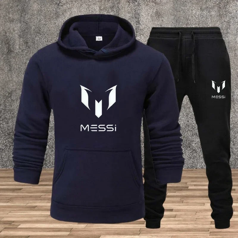 

Мужская толстовка с капюшоном и брюки с длинными рукавами, комплект спортивной одежды, осенне-зимний повседневный мужской комплект для бега 2025 г.