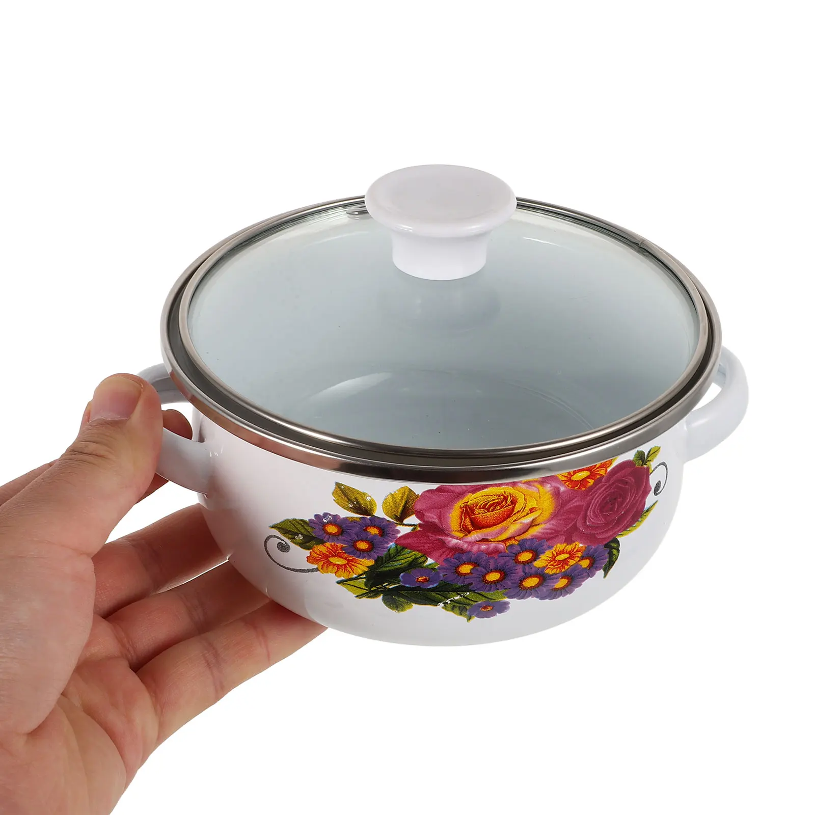

Mini Soup Pot Three-piece Set 12-14-16cm Smooth Edges Easy Clean Double Handles Kitchen Cookware Enamel Stove Top Pots Milk Pan