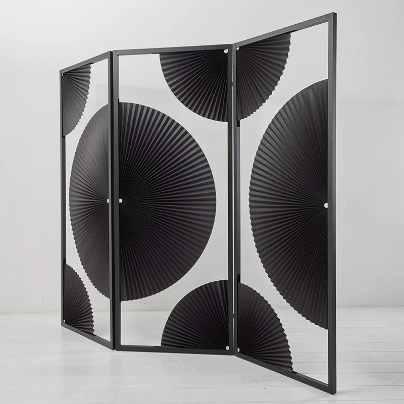 

Screen Byobu Partition Dining room Coffee shop Drawing room Living room Metallic Folding fan New Chinese Style Furniture