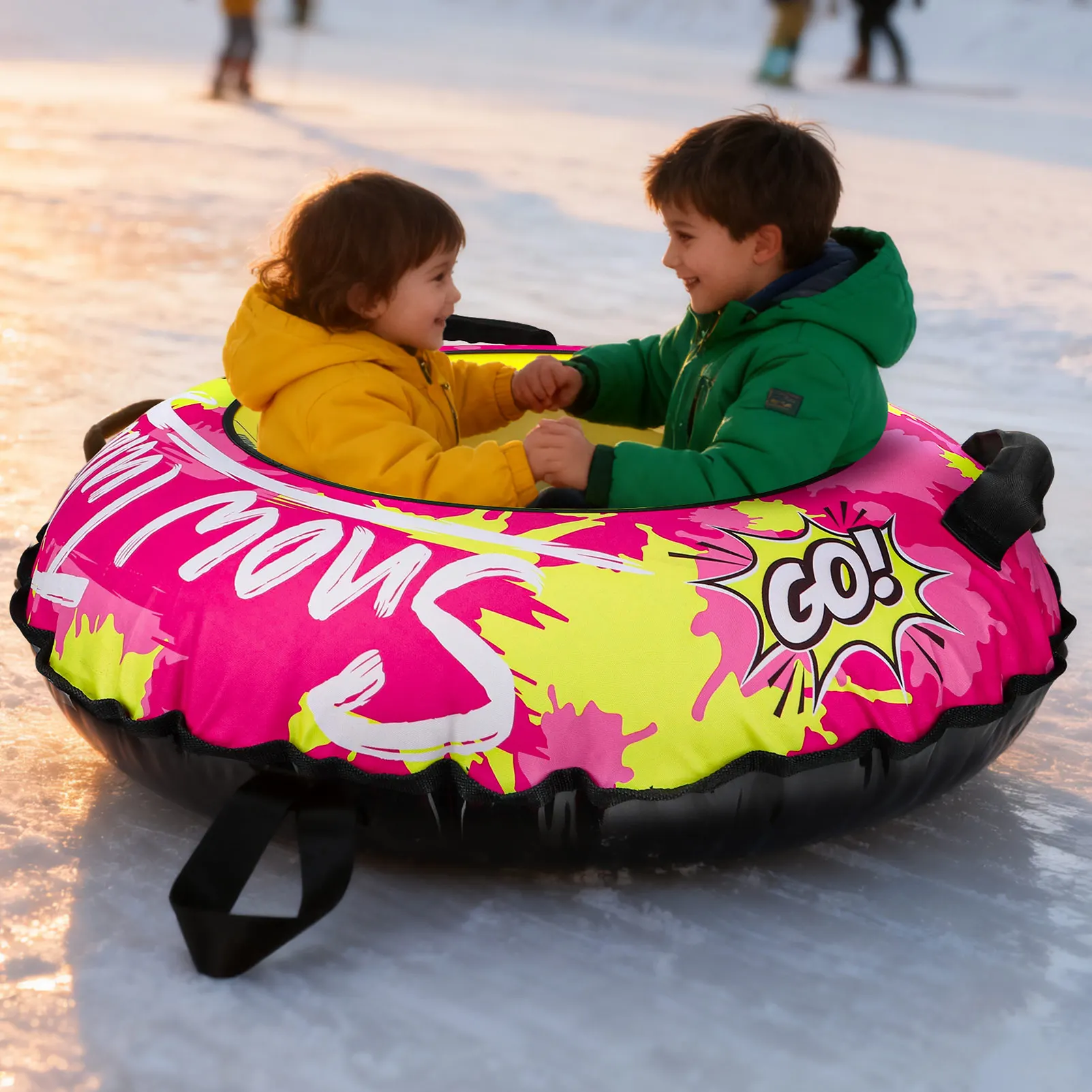 Kenpuaz ترقية جديدة نفخ سلامة أنبوب الثلج الدائرية الشتاء مقاوم للماء رشاقته بولي كلوريد الفينيل أكسفورد غطاء من القماش مقبض القطن اللؤلؤ #4