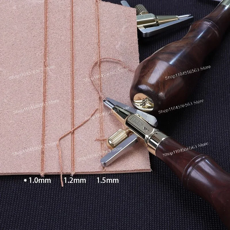 YORKSHINE Leather Slotting Tool Set 1.0/1.2/1.5mm M390 Steel Head Adjustable Edge Crease Slot Machine With Black Walnut Handle