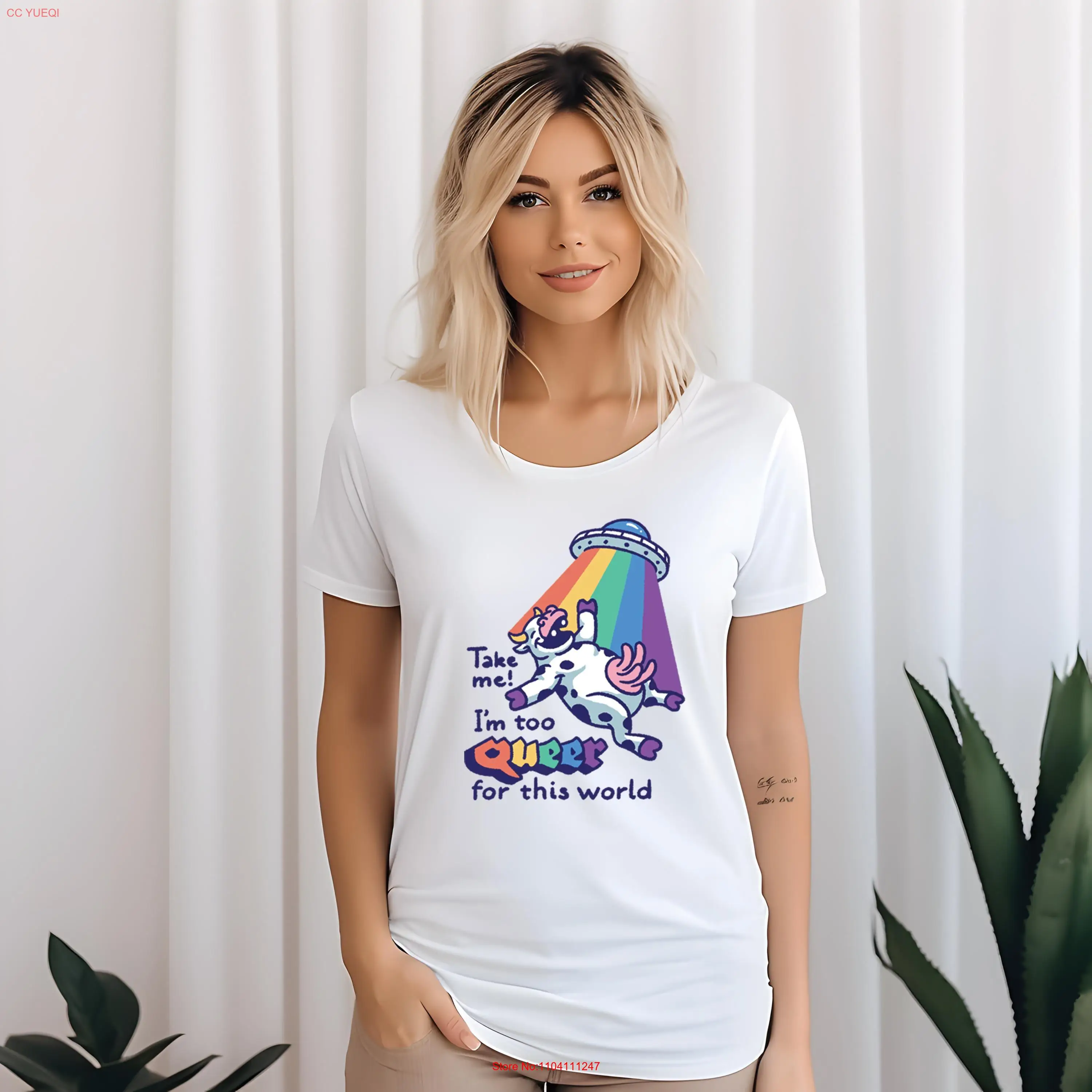 

T Shirt damen Funny for women Softstyle take me i'm too queer this world her gift long or short sleeves