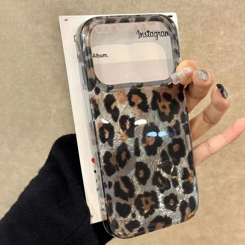 INS Koreanische schwarze Leopardenmuster-Handyhülle für iPhone 17 Air 16 15 14 13 11 12 Pro Max 7 8 Plus X XS XR SE 2022 2020 16e Abdeckung