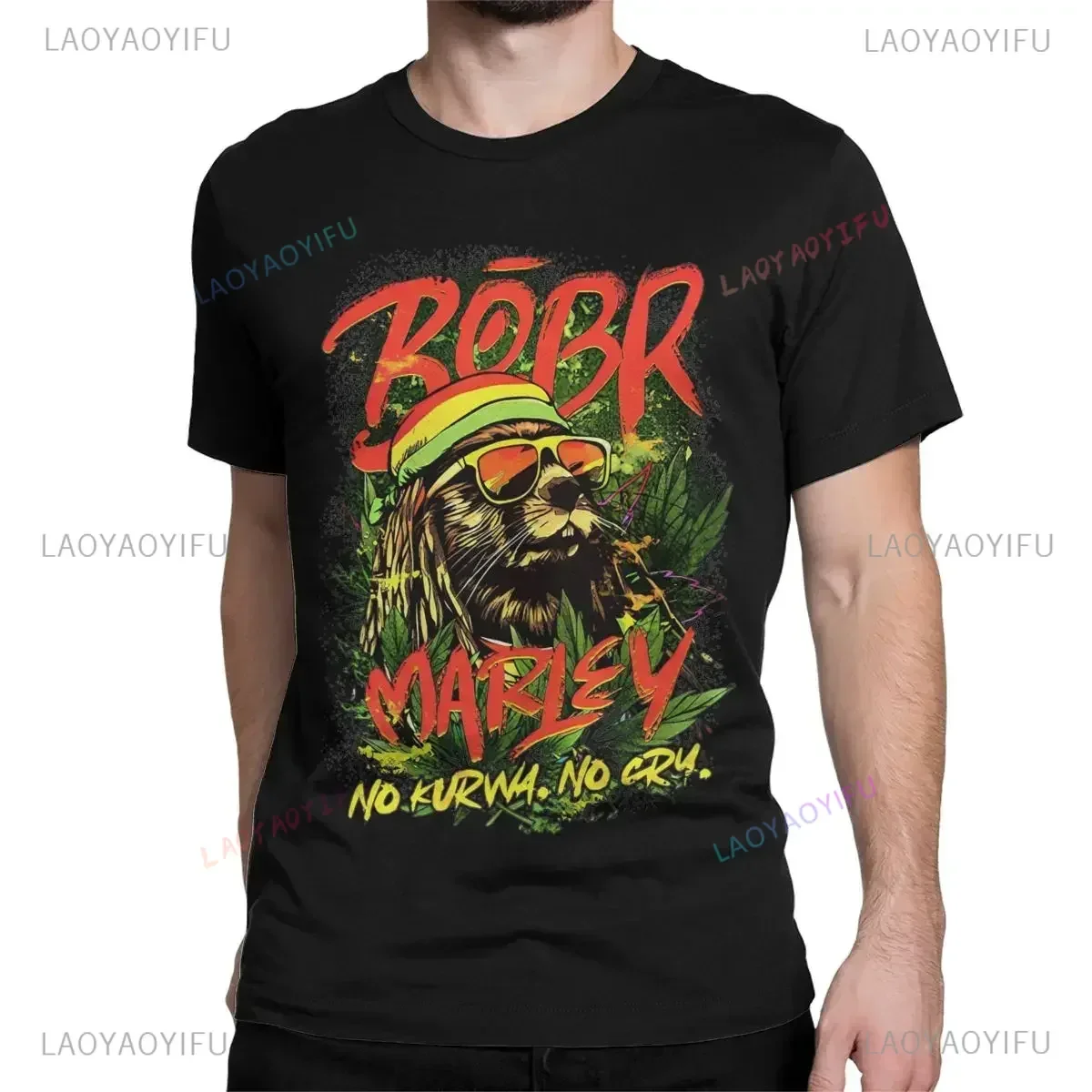 Novely Bobr Marley No Kurwa No Cry Kurwa Bober Beaver Boberek Women's T-shirt Short sleeved T-shirt Plus Size