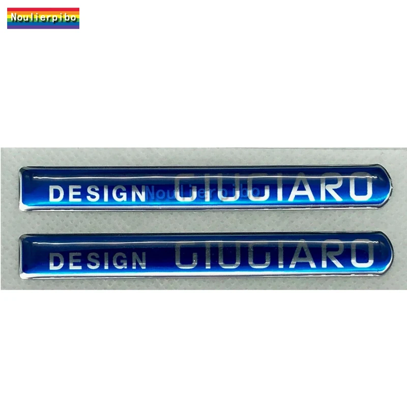 Pegatinas 3D para coche, paquete de 2, insignias con logotipo de diseño de Giugiaro azul plateado, calcomanías epoxi, pegatinas de cúpula, cubierta