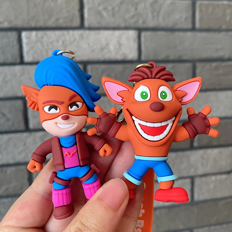 Crash Bandicoot Keychain for Car Keys Cute Animal Doll Keyring Key Chain Holiday Gifts Keychains Women Friends Couple Matching