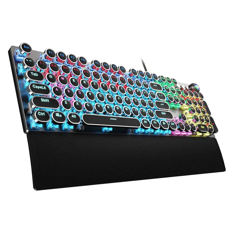 Teclado mecânico AULA F2088,Teclas redondas Retro Punk,Claviers PC Gamer,Teclado para jogos com 104 teclas e retroiluminação RGB com fios,Suporta