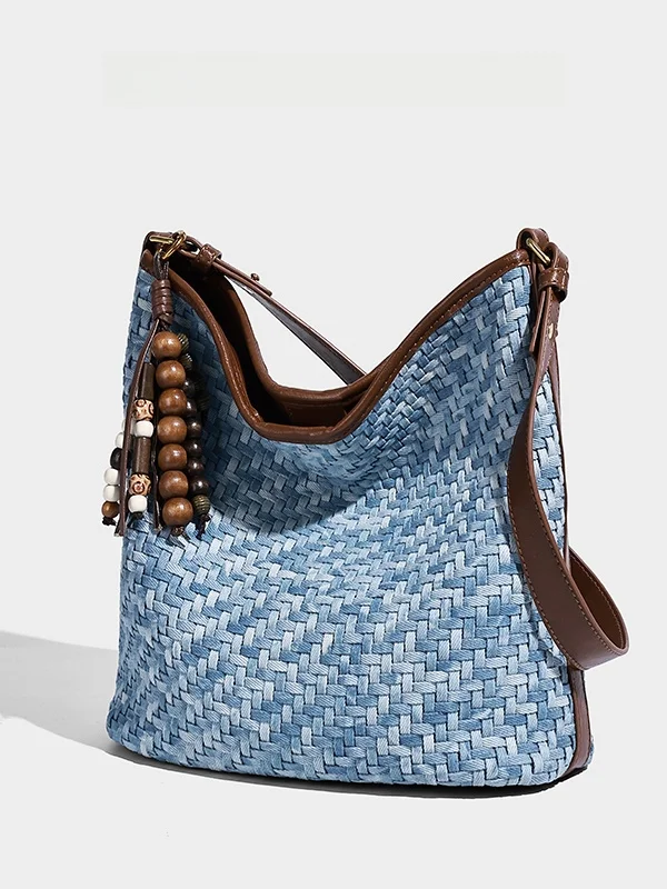 

CharlieKitty Tote Bag Trendy Unique High-End Feeling 2026 New Style Casual Simple Color Block Soft Handle Zipper Cl...