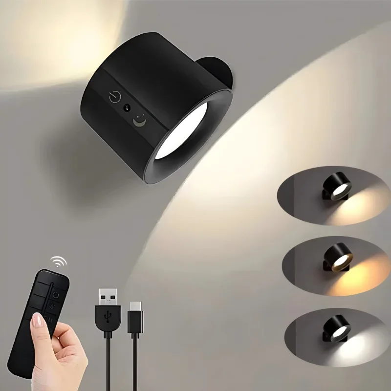 

Magnetic Wall Light Up and Down Style Black White Rotatable Sleep Guard Bedroom Bedside Lamp Living Room Night Lighting