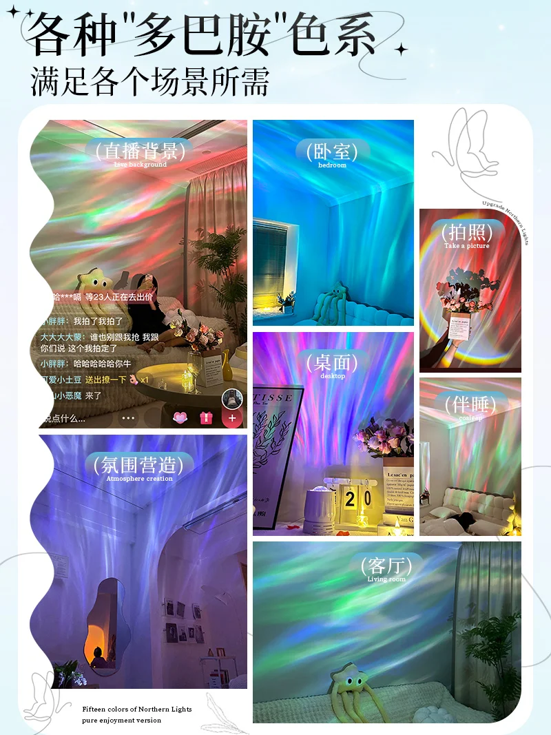 スタープロジェクションライト寝室オーロラ雰囲気トップナイトライト睡眠ベッドサイド