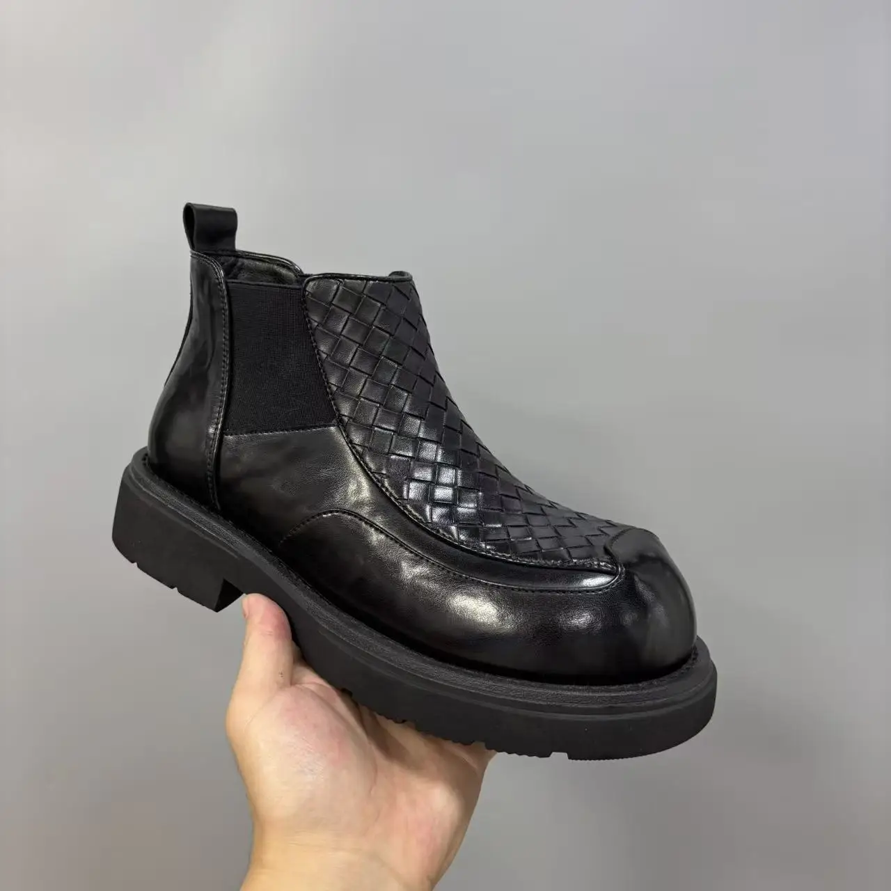 

Cowhide men's shoes autumn British style high top Chelsea casual fashion leather shoes boots for men