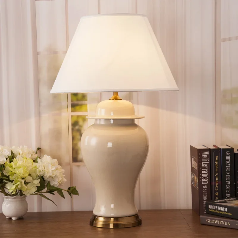 American Ceramic Table Living Room Large Table Lamp Simple Decorative Table Lamp American Country Bedroom Bedside Lamp