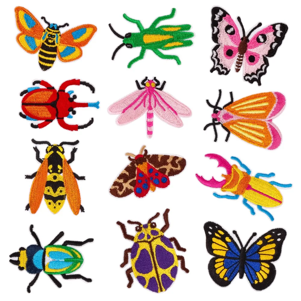 Insect Embroidery Patches Butterfly Iron on Patch Bee Dragonfly Stickers Appliques Sewing DIY Backpack Clothes Bags Repair Decor