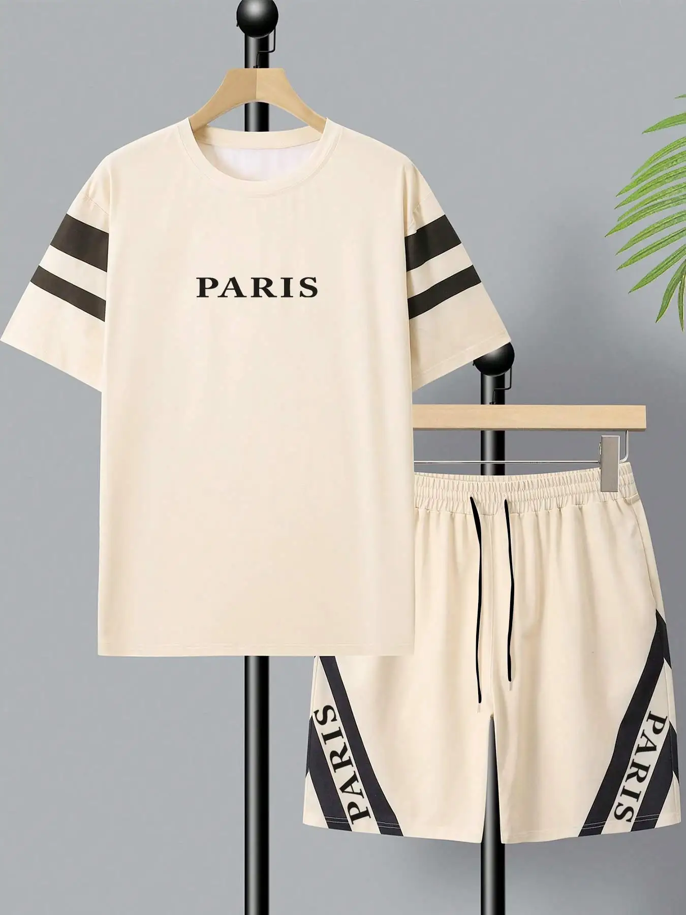 

Men 3D Summer Activewear Set Lightweight Quick Dry Breathable Skin Friendly Printed Pullover T Shirt Drawstring Pocket Shorts
