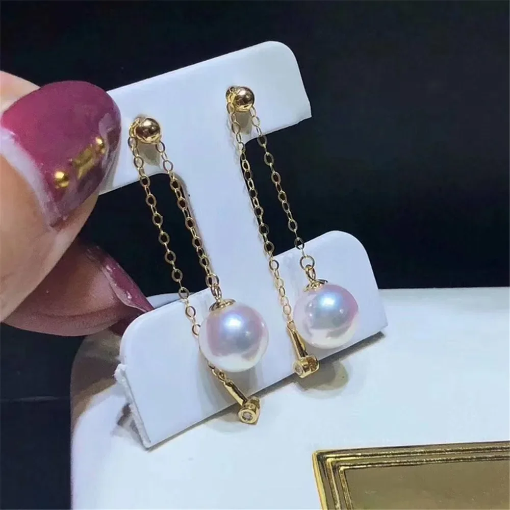 

DIY Pearl Accessories G18K Gold Pearl Earstuds with Adjustable Earline Bracelets and Earrings Fit 8-10mm Round Beads G267