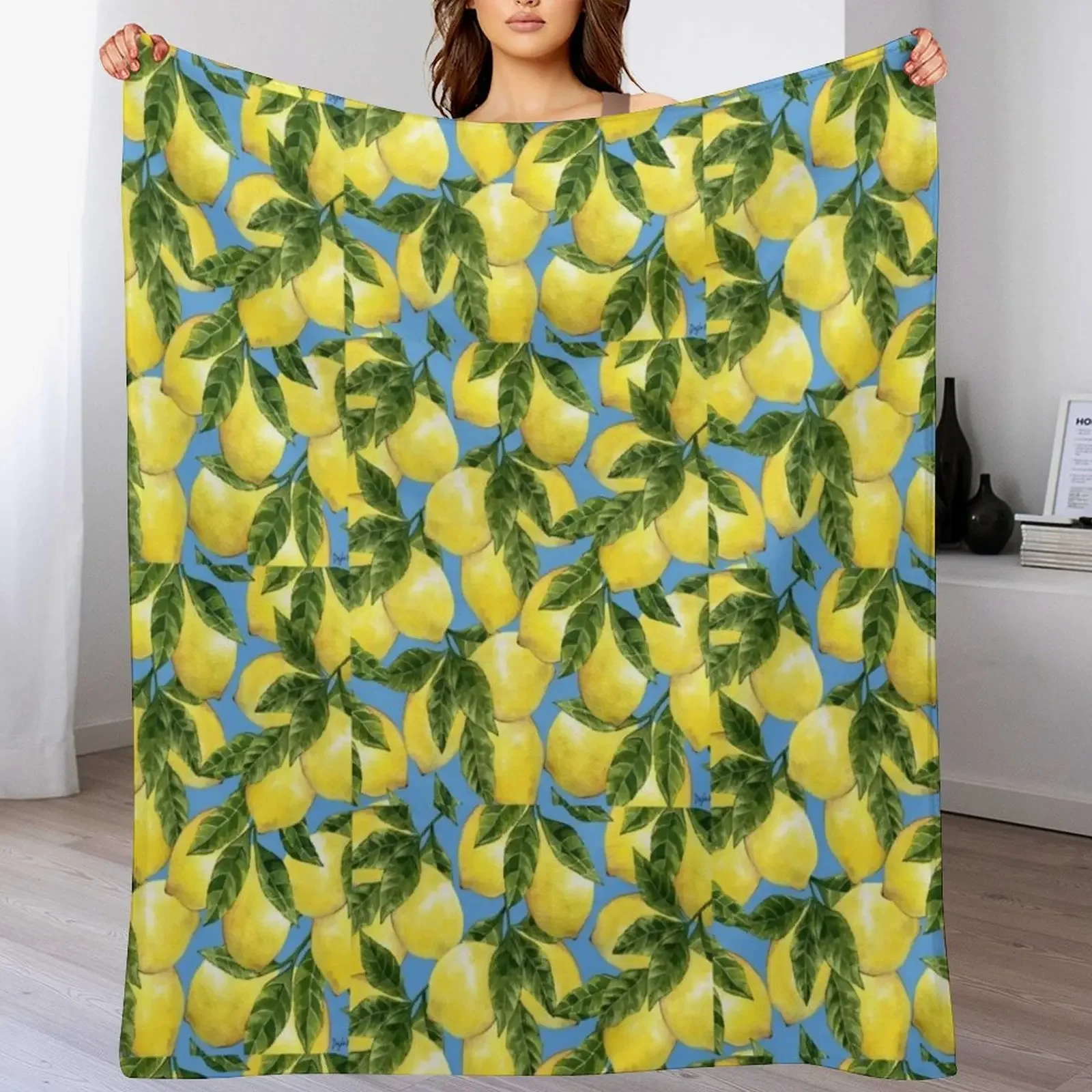 

Lemon Design Throw Blanket Beach For Sofa Thin Soft Plush Plaid Warm Blankets