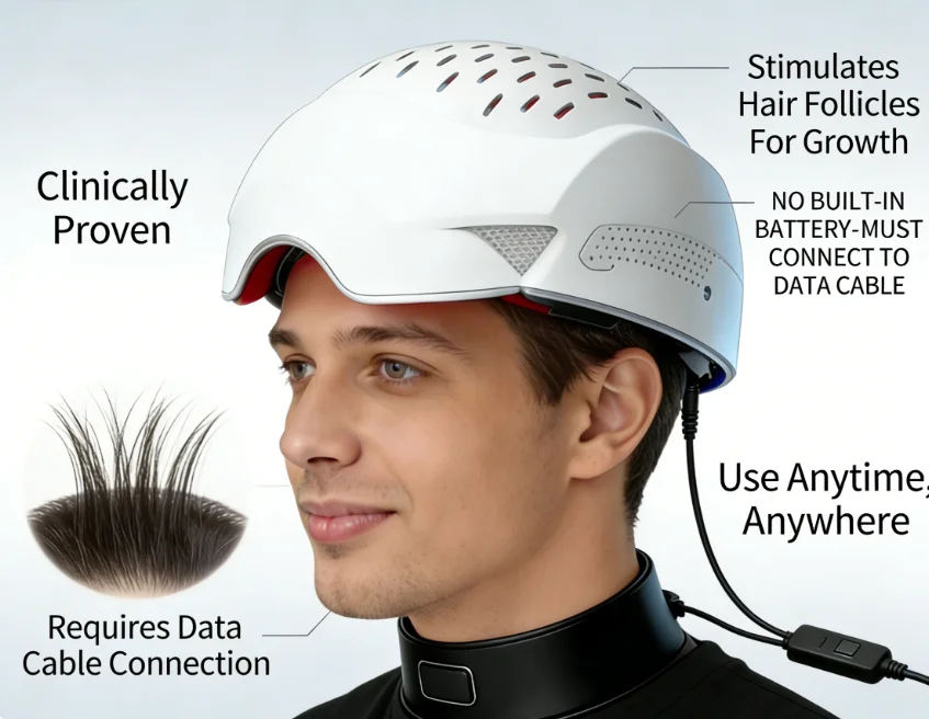 

Лазерная шапка с регулируемой интенсивностью и частотой, LED-инфракрасный шлем для роста волос для мужчин и женщин, уход за кожей головы