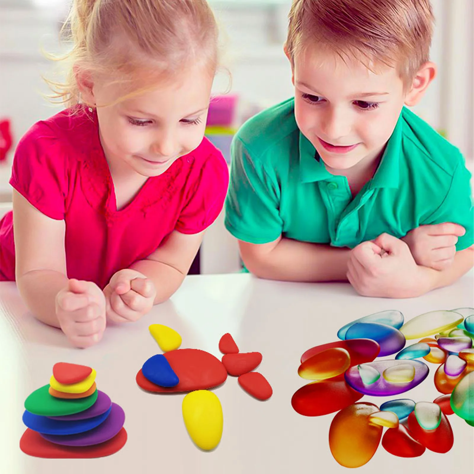 36x Stack Toy Jar Color Sensory Rainbow Pebble Zabawki edukacyjne Montessori Prezenty dla dzieci Aktywność Podróż Nauczanie Pokój zabaw