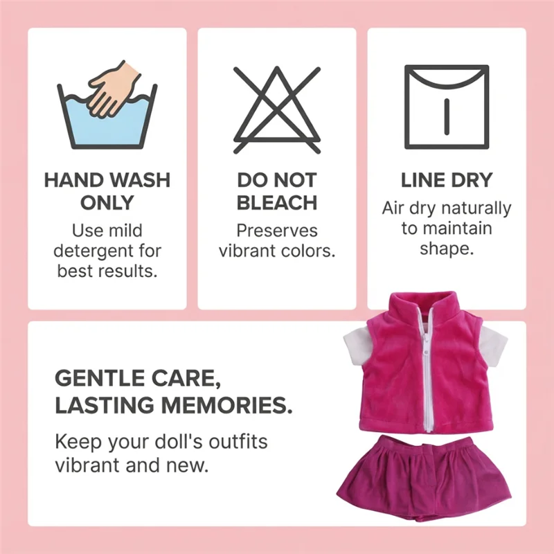 18-Zoll American Girl Puppen-Outfit Kleidung Rosa Schleifenrock Kleid Jeansjacke Set 43cm Babypuppe Reborn-Puppen Kleidung ﻿