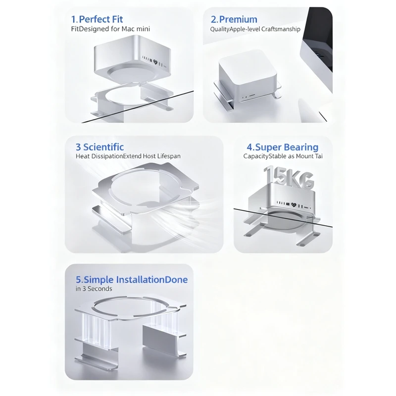 Desktopstandaard voor mini in hoogte verstelbaar koelrek Desktopcomputer van aluminiumlegering