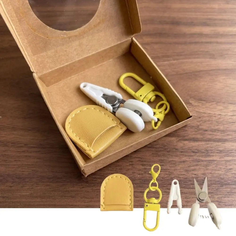 

High Precision Art Mini Scissors with Protective Cover Keychain Design Small Thread Cutting Tool Portable Colorful Hook Buckle