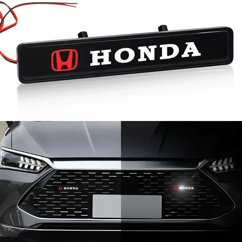 NEW Car Front Hood Grille Emblem LED Light Grill Decorative Lights For Honda CBR300RR  CRV HRV Fit Jazz City CBR500R 650F VFR800