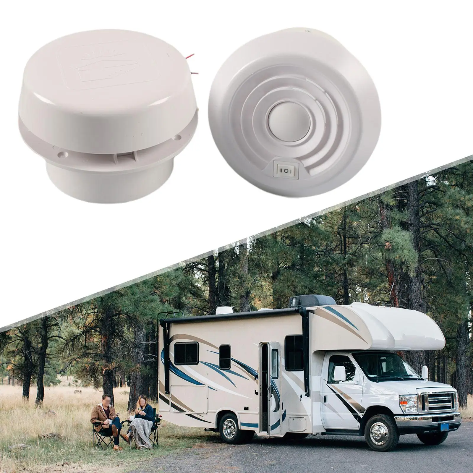 Roof Vent 12V RV Ventilation Exhaust Fan 60 CFM Round White Plastic Durable Quiet Airflow for Marine Boat Trailer