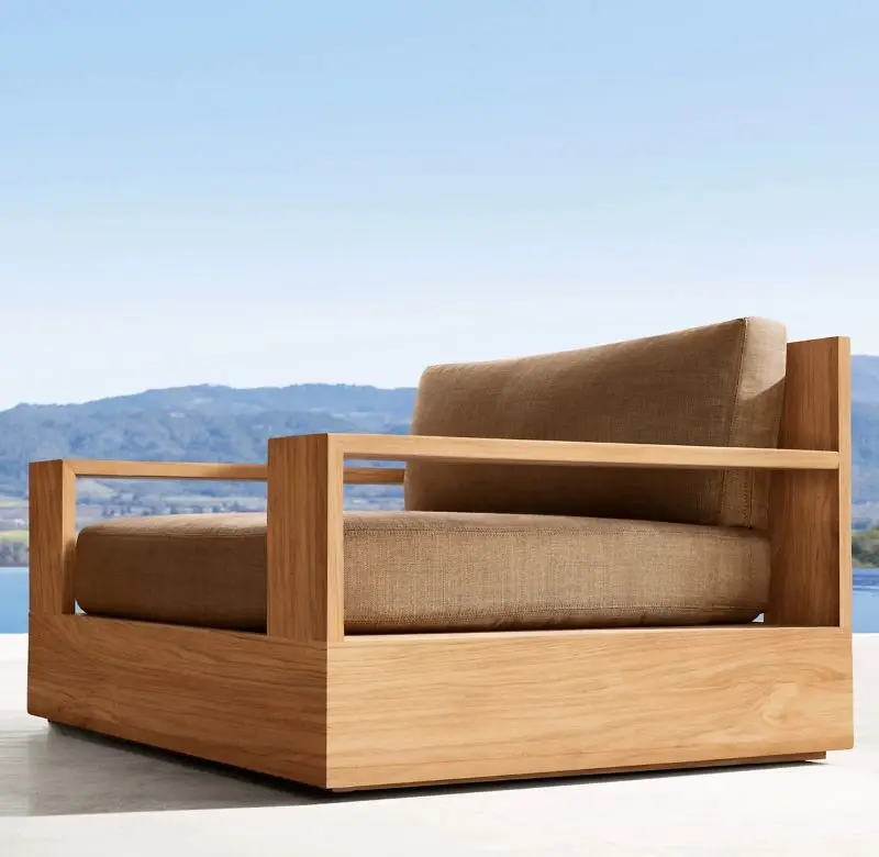 

High-quality solid wood rotating sofa Comfortable and portable outdoor dining furniture Modern courtyard Garden Teak cafe