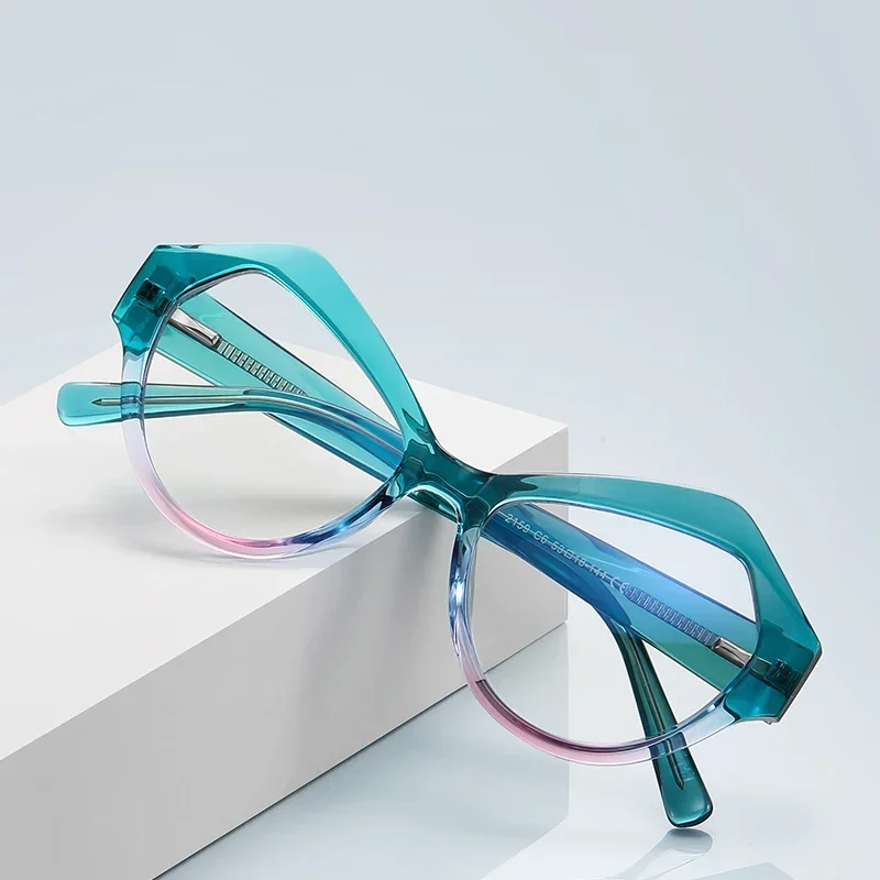 CLLOIO Women Trend Prescription Optical Glasses Polygonal Frame Anti Blue Ray Anti-reflection Filter Customizable Myopia Lenses