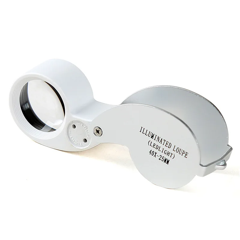

40pcs 21011 Handheld Folding 6-shaped Portable Craft Gifts Jewelry Jade Porcelain Identification with Led Light Magnifying Glass